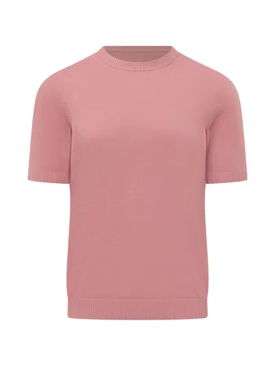 Malo Crew-neck Knitted Sweater In Pink