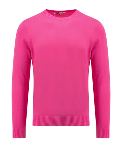 Malo Crew Neck Knitted Sweater In Pink