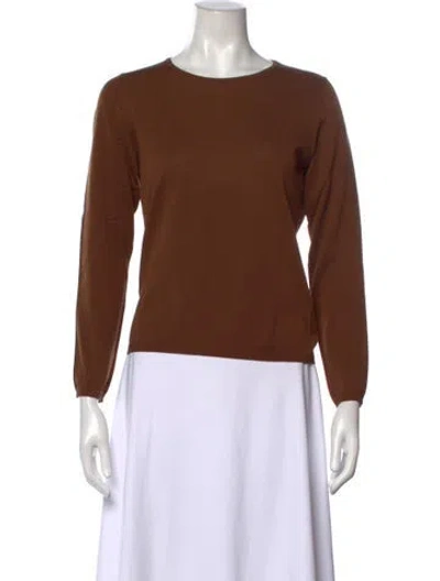 Pre-owned Malo Crew Neck Long Sleeve Top In Brown