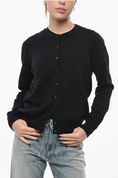 Malo Crew Neck Pure Cashmere Cardigan In Black