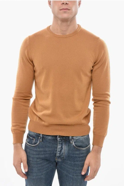 Malo Crew Neck Pure Cashmere Sweater In Brown
