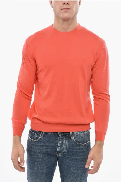 Malo Crew Neck Pure Virgin Wool Sweater In Red