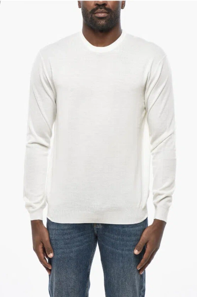 Malo Crew Neck Pure Virgin Wool Sweater In White