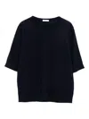 Malo Knit Crewneck With Ribbed Hem And Short Sleeves In Black