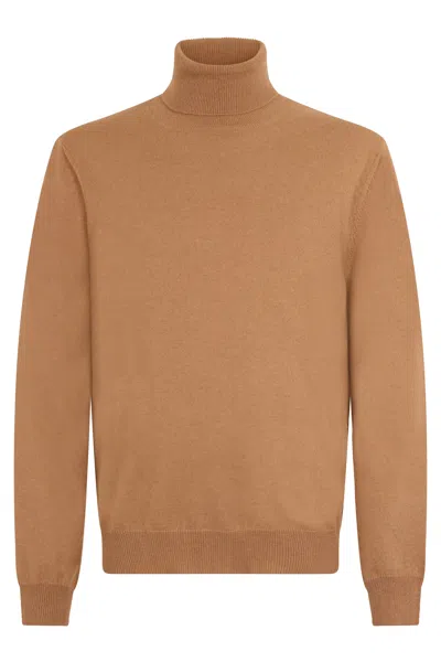 Malo Crew Neck Sweater In Leather Color, Versatile And Comfortable. In Brown