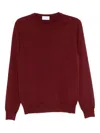 Malo Thin Wool Crew Neck Long Sleeve Sweater In Red