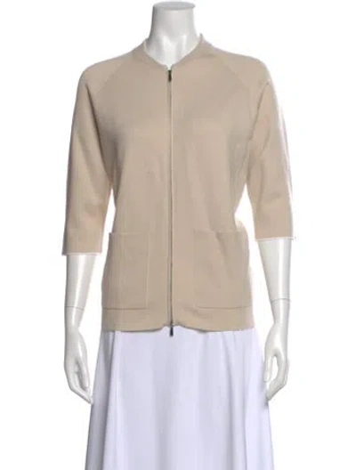 Pre-owned Malo Crew Neck Three-quarter Sleeve Top In Neutral