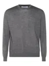 Malo Ribbed Crewneck Sweater With Long Sleeves In Gray
