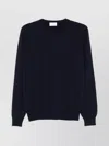 Malo Cashmere-wool Blend Crew Neck Sweater With Ribbed Cuffs In Blue