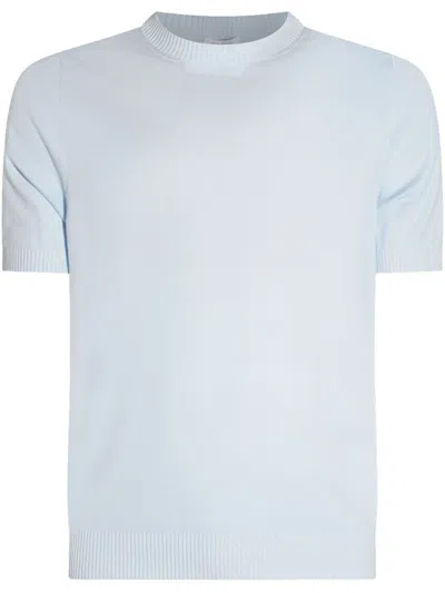 Malo Ribbed Short Sleeves T-shirt In Blue