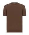 Malo Crewneck Cotton T-shirt In Brown