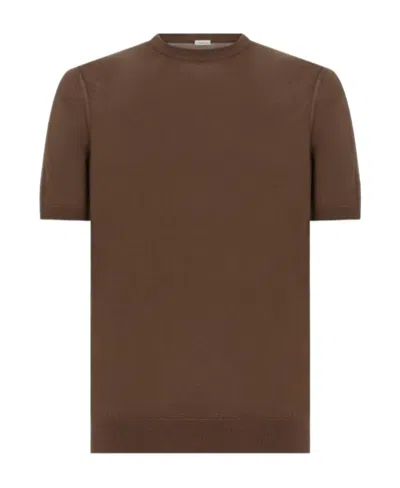 Malo Crewneck Cotton T-shirt In Brown
