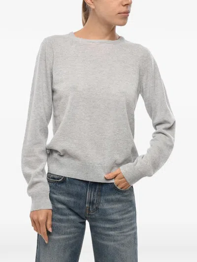 Malo Crew-neck Long-sleeve Wool Sweater In Gray