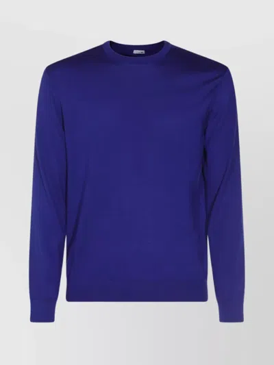 Malo Crewneck Ribbed Sweater Long Sleeves In Blue