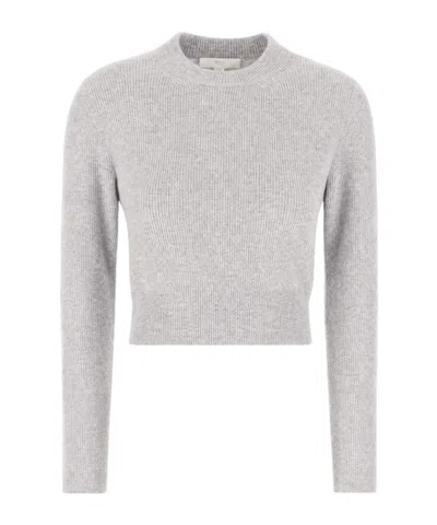 Malo Ribbed-knit Cropped Sweater In Gray