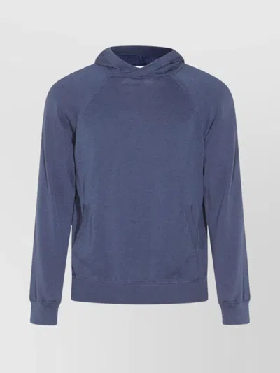 Malo Crewneck Sweater With Front Pocket And Hood In Blue
