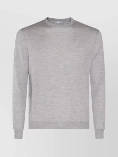 Malo Crewneck Sweater With Long Sleeves And Ribbed Cuffs In Grey
