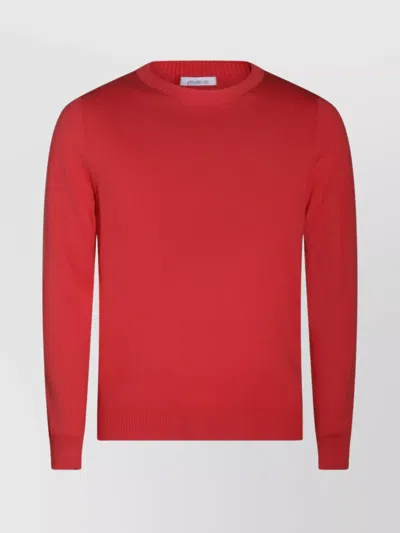 Malo Crewneck Sweater With Ribbed Cuffs And Hem In Orange