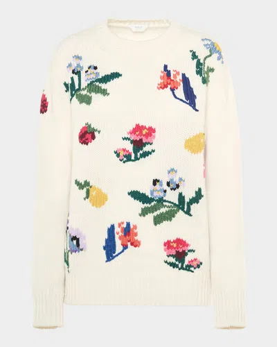 MALO DALIA EMBROIDERED CREWNECK CASHMERE SWEATER