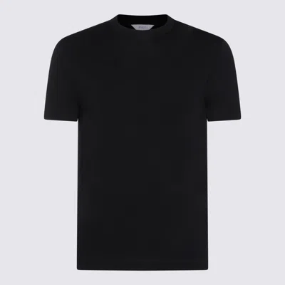 Malo Dark Blue Cotton T-shirt In Black