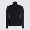 Malo Ribbed Turtleneck Knit Sweater With High Collar In Black