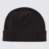 Malo Dark Brown Cashmere Beanie In Black