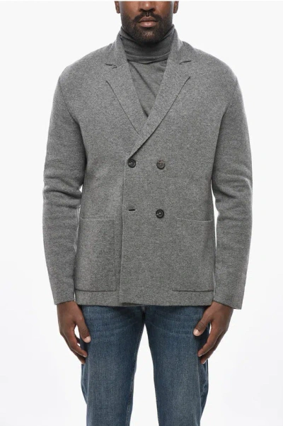 Malo Double-breasted Wool And Cashmere Cardigan In Gray