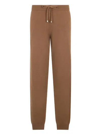 Malo Drawstring-waist Knitted Trousers In Brown