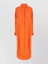 Malo Dress With Buttoned Cuffs And Front Pockets In Orange