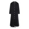 Malo Black Linen Maxi Dress In Multicolor