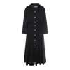 Malo Black Linen Maxi Dress In Multicolor