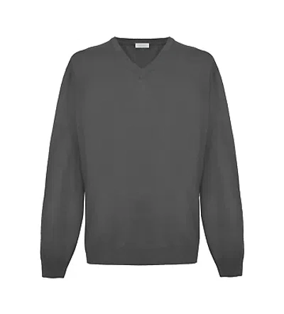 Pre-owned Malo Elegant V-neck Cashmere Sweater In Magnet Gray