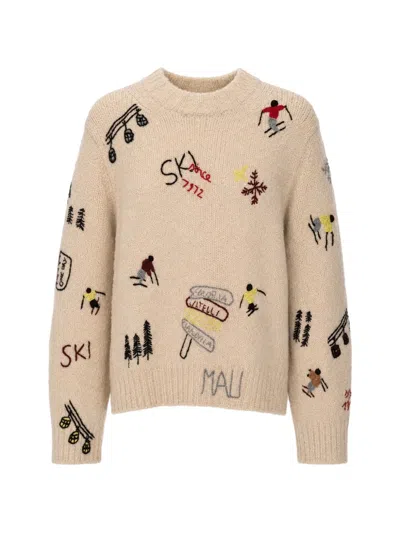 Malo Embroidered Cashmere Sweater In Neutral