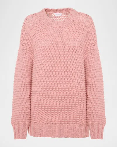 Malo Emma Cashmere Chainette Knit Crewneck Sweater In Pink