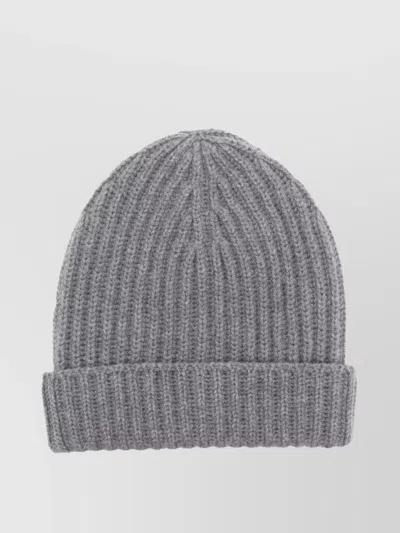 Malo English Folded Cuff Ribbed Pleated Brim In Grey