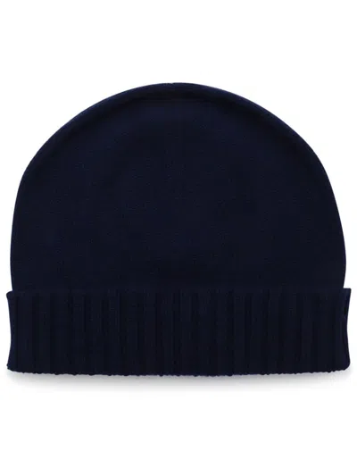 Malo Fine-knit Cashmere Beanie In Blue