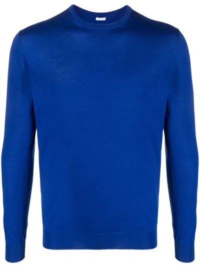 Malo Fine-knit Crew-neck Jumper In Blue