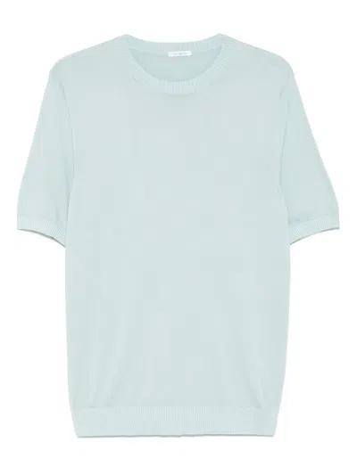 Malo Fine-knit T-shirt In Blue