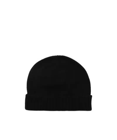 Malo Fine-knit Turn-up Brim Beanie In Black