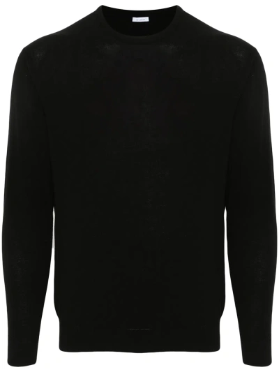 Malo Fine-ribbed Cotton Jumper In Black