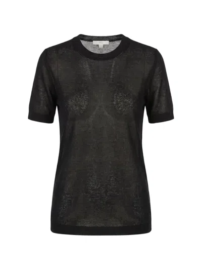 Malo Fine-knit Cashmere T-shirt In Black