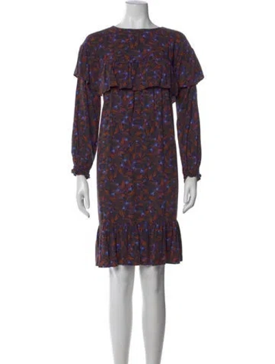 Pre-owned Malo Floral Print Mini Dress In Blue
