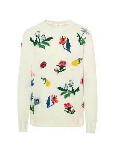 Malo Floral-print Sweater In White
