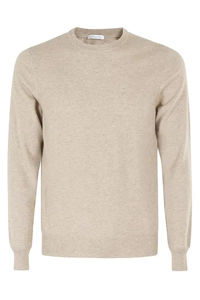 Malo Crewneck Knitted Jumper In Brown