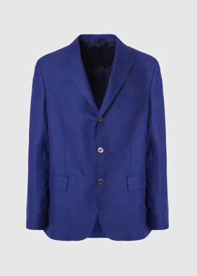 Malo Wool, Silk And Linen Jacket In Blue