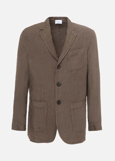 Malo Giacca In Lightweight Linen In Brown