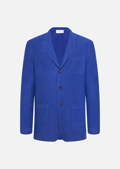 Malo Giacca In Lightweight Linen In Blue