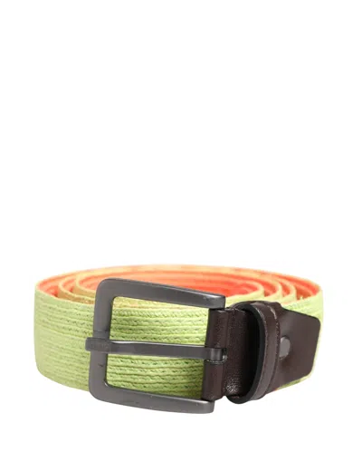 Malo Green Orange Braided Metal Buckle Waist Cintura Belt In Multi