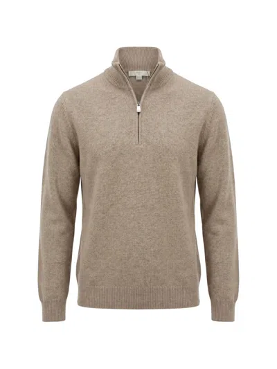 Malo Half-zip Cashmere Sweater In Neutral