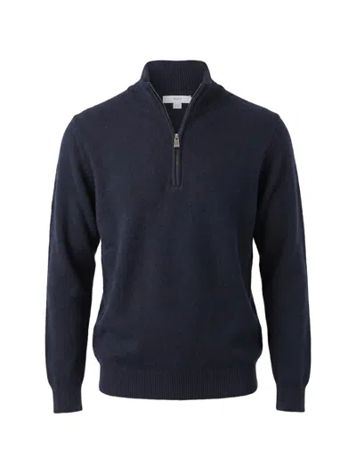 Malo Half-zip Cashmere Sweater In Blue